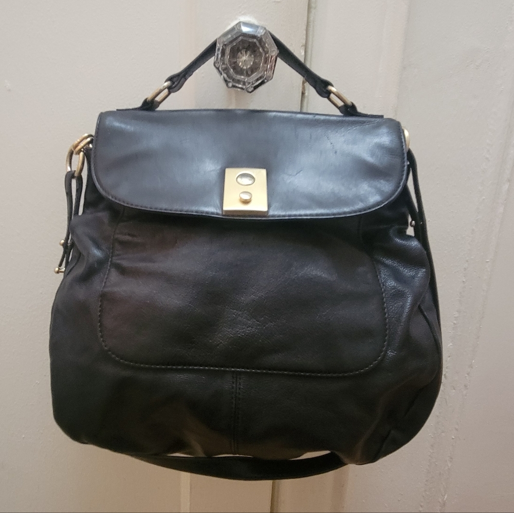 J. Crew Large Rigby Pebbled Leather Traveler Satchel/Hobo Bag Preppy‎ Minimalist